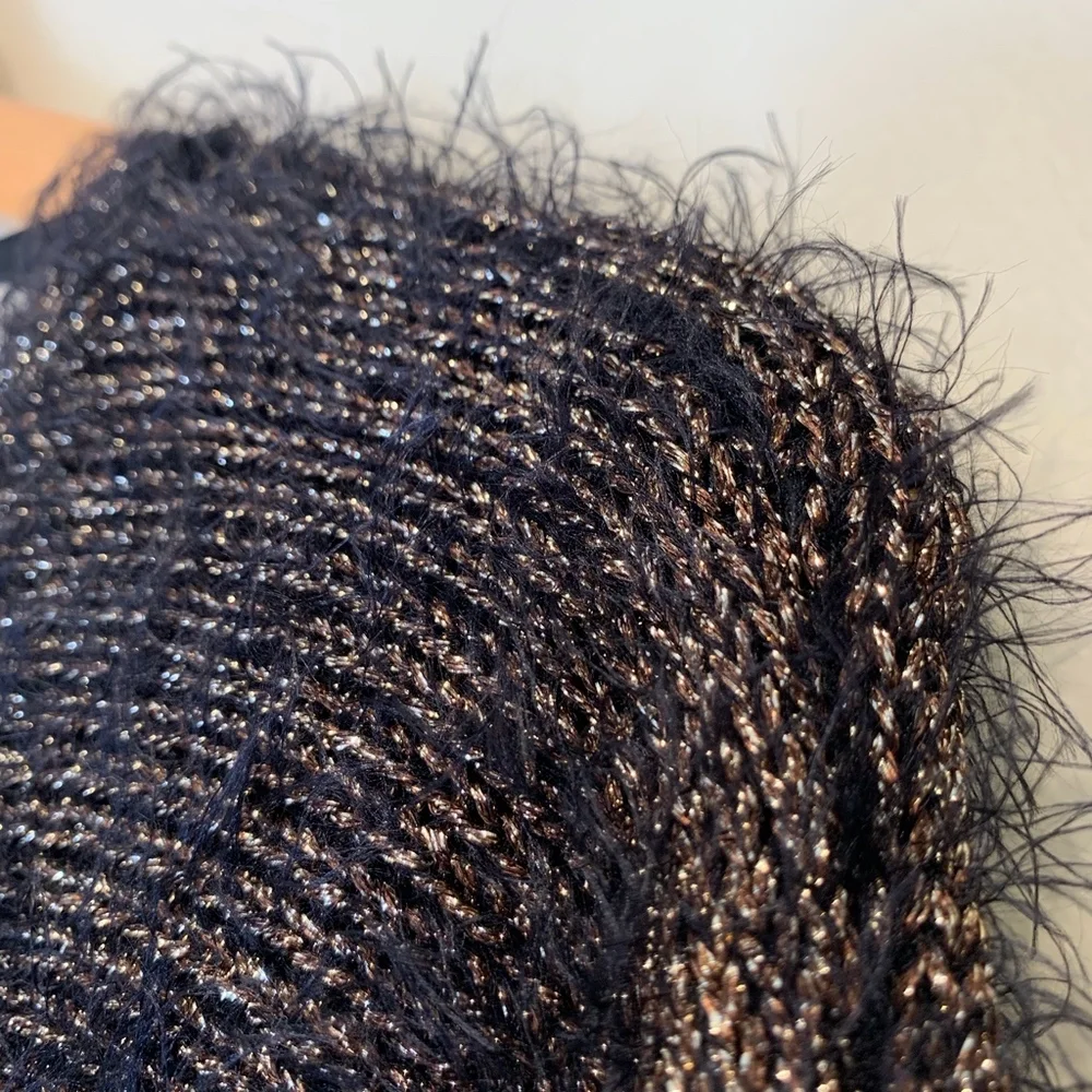 belldini | Gold Black Eyelash Luxe Tunic Sweater